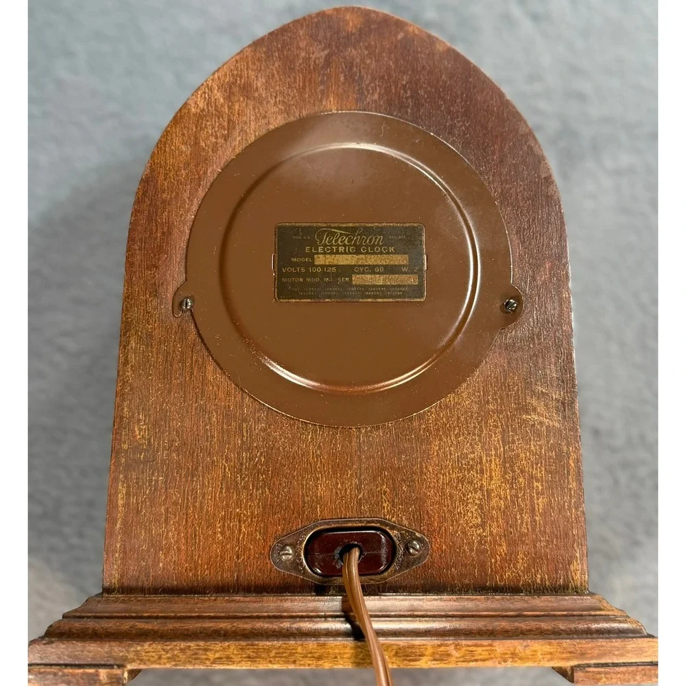 1930's Vintage GE Telechron Electric Mantel Clock Wood Cathedral Case Model 531